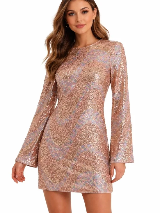 H&M Rose Gold Sequin Mini Dress - Picture 2 of 2